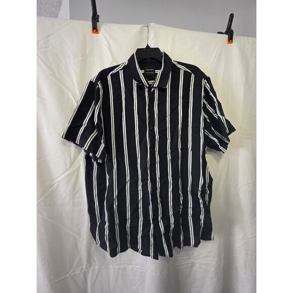 Other - DENIM & FLOWER RICKY SINGH Men's Short Sleeve Striped Button Up Shirt XL